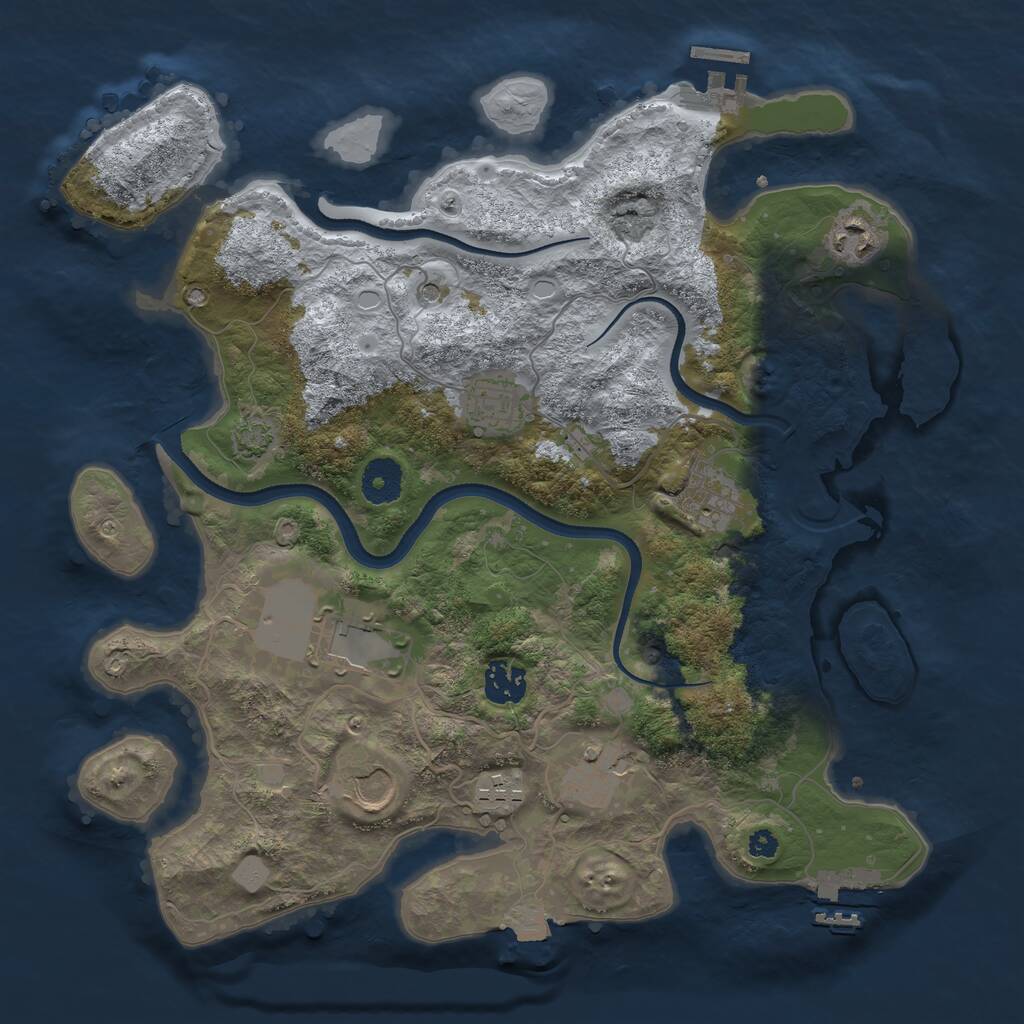 Rust Map: Procedural Map, Size: 3500, Seed: 1575801876, 13 Monuments