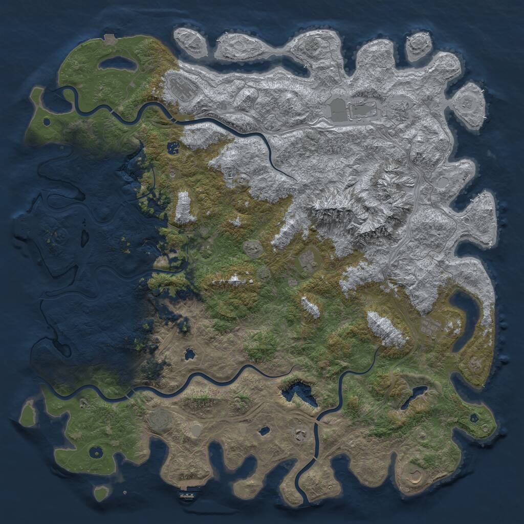 Rust Map: Procedural Map, Size: 6000, Seed: 763241098, 17 Monuments