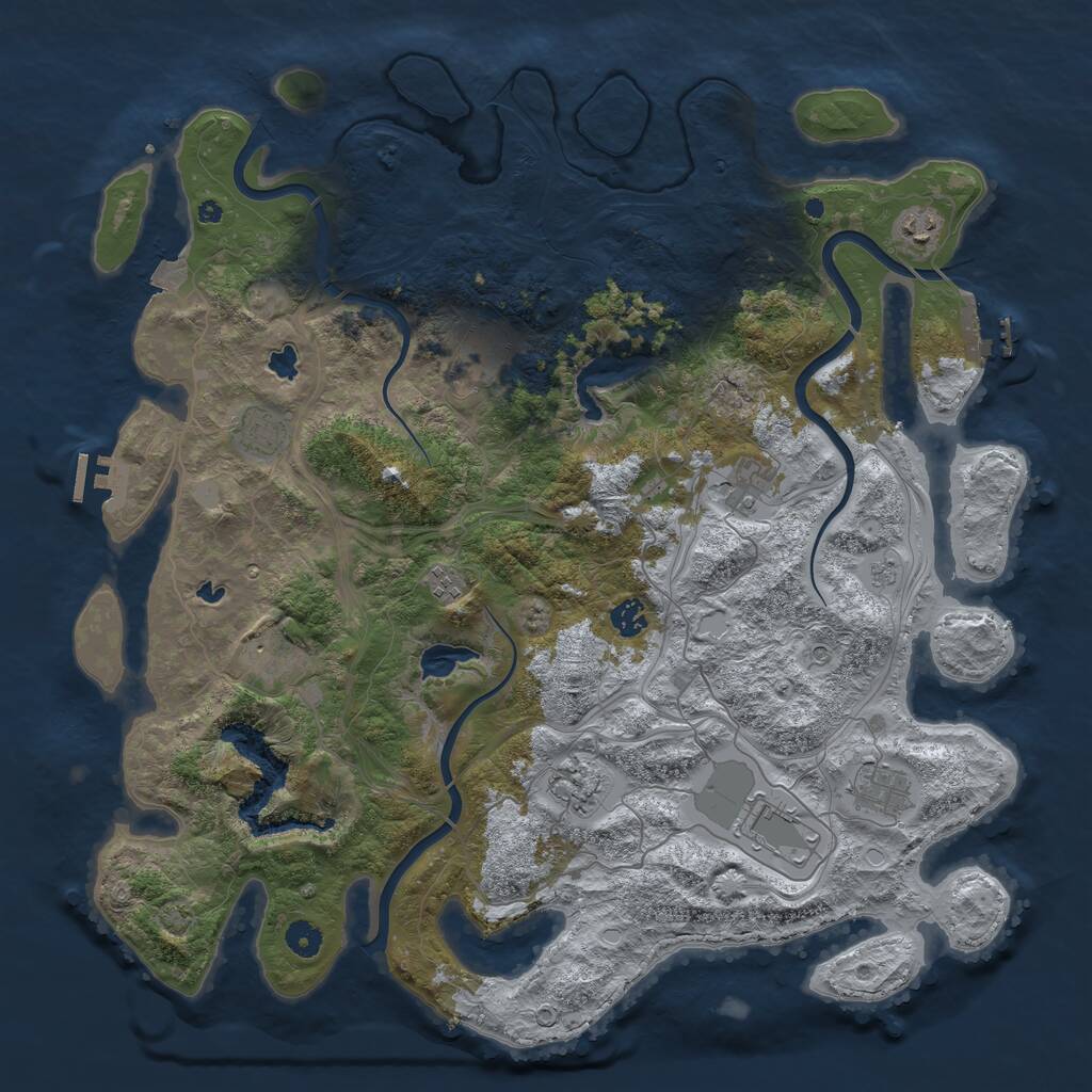 Rust Map: Procedural Map, Size: 4500, Seed: 1373963729, 16 Monuments