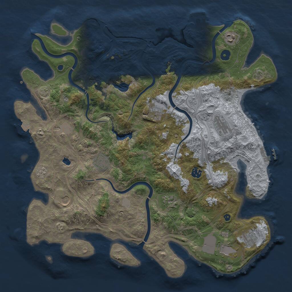 Rust Map: Procedural Map, Size: 4250, Seed: 1204397079, 17 Monuments