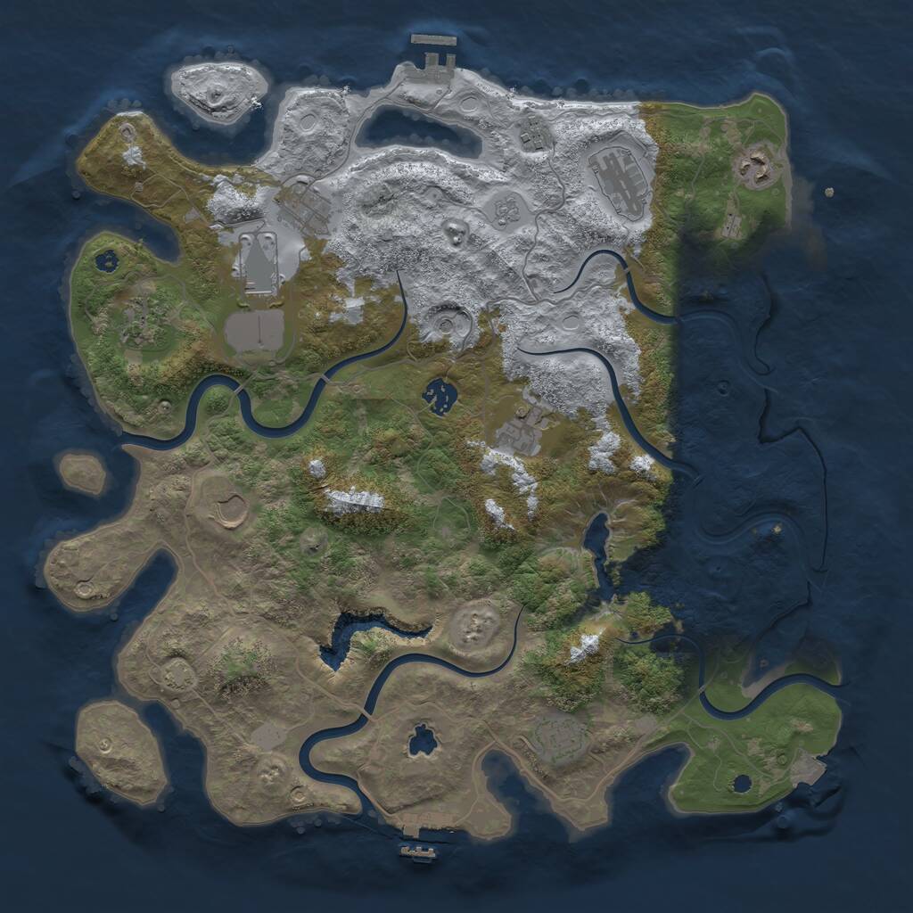 Rust Map: Procedural Map, Size: 4050, Seed: 26629222, 16 Monuments