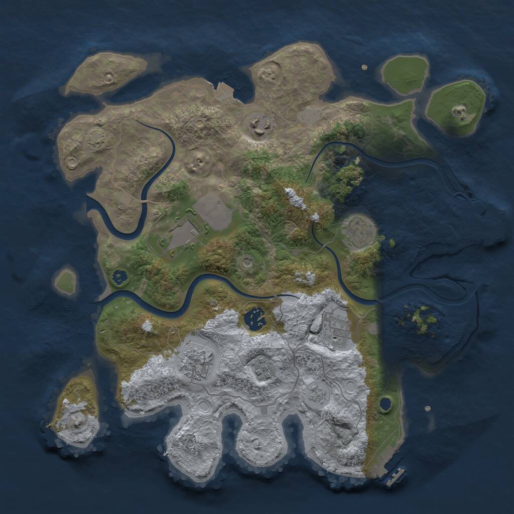 Rust Map: Procedural Map, Size: 3500, Seed: 474756756, 13 Monuments