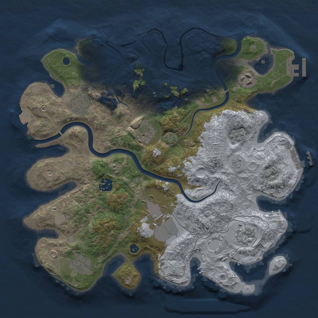 Rust Map: Procedural Map, Size: 3500, Seed: 1483477661, 14 Monuments