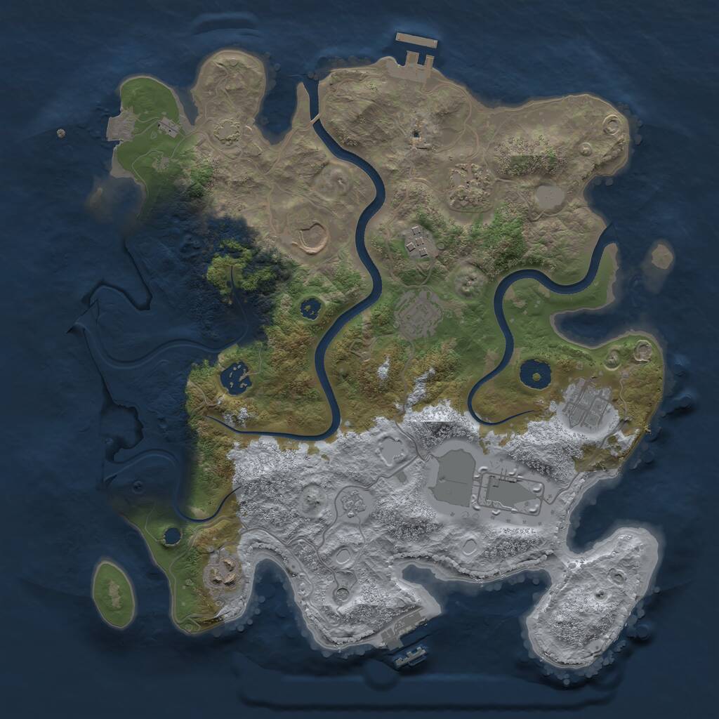 Rust Map: Procedural Map, Size: 3500, Seed: 1272881486, 14 Monuments