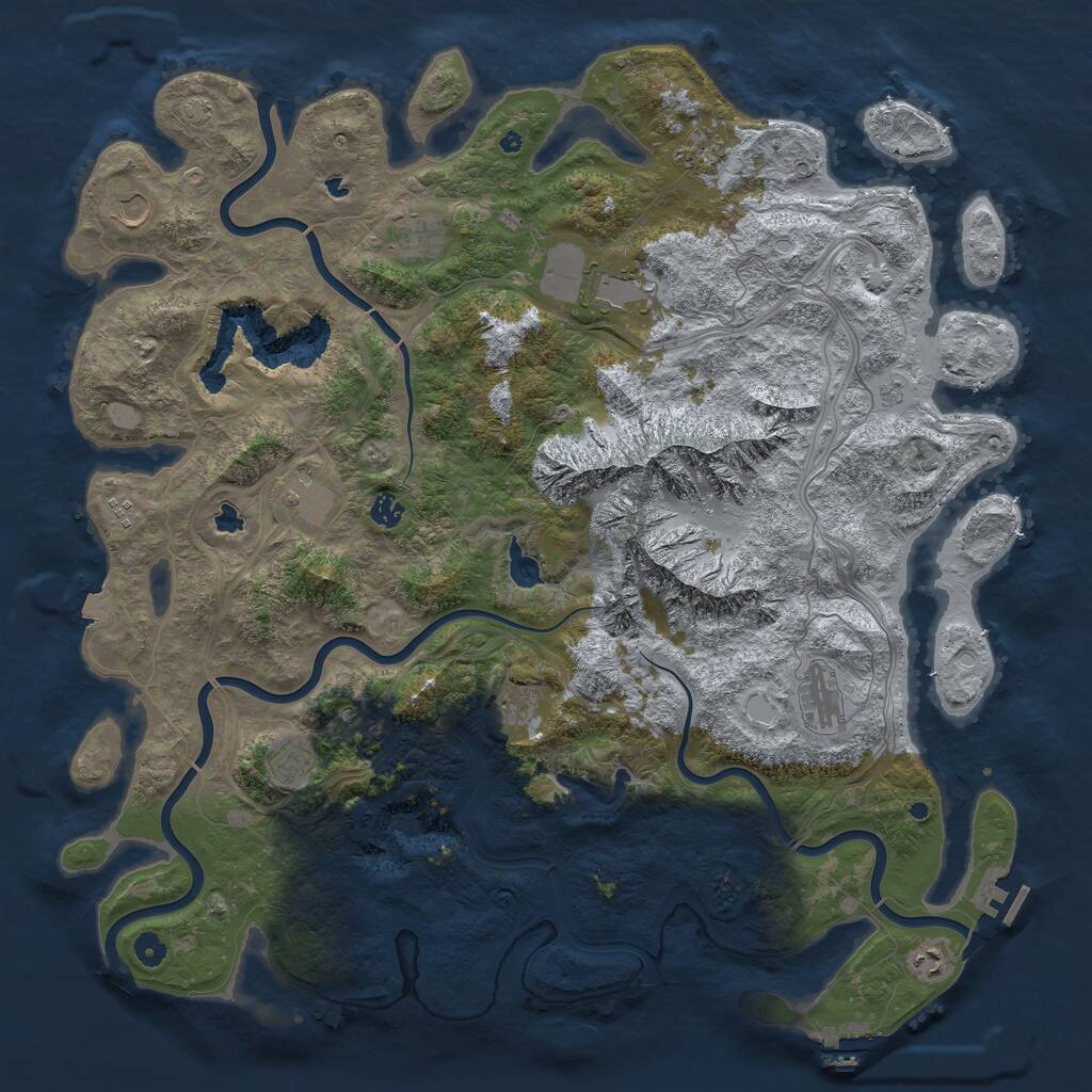 Rust Map: Procedural Map, Size: 5000, Seed: 1344442765, 17 Monuments
