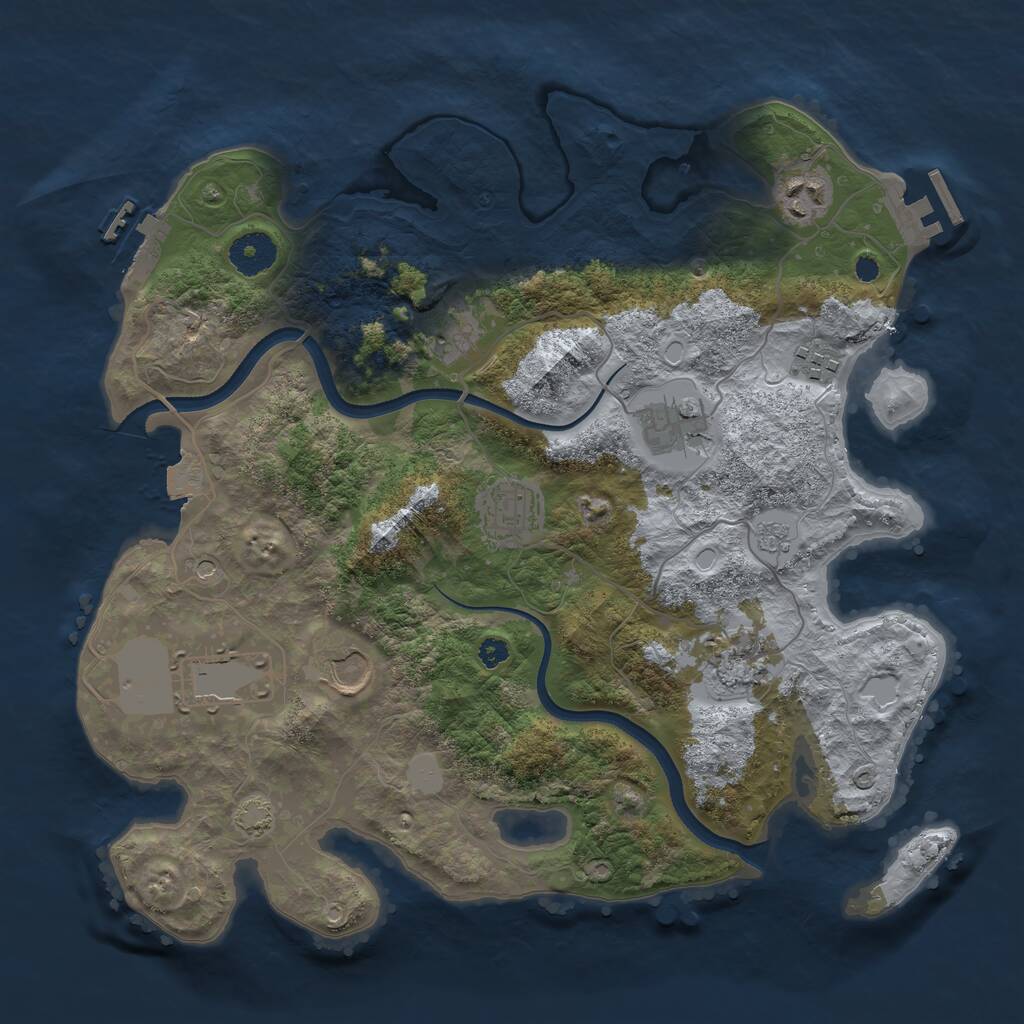 Rust Map: Procedural Map, Size: 3500, Seed: 1832657471, 14 Monuments