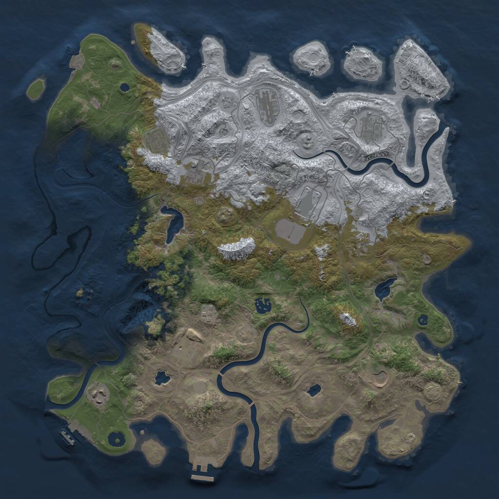 Rust Map: Procedural Map, Size: 4500, Seed: 1490663617, 17 Monuments