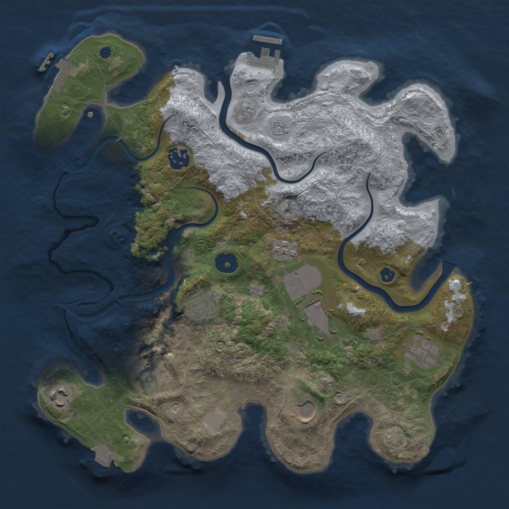 Rust Map: Procedural Map, Size: 3500, Seed: 1270205424, 14 Monuments