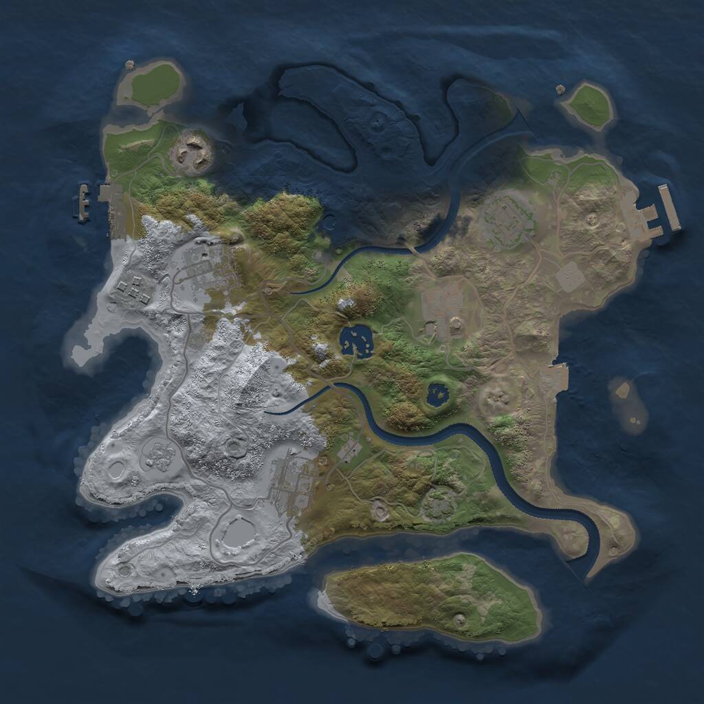 Rust Map: Procedural Map, Size: 3000, Seed: 18045, 13 Monuments