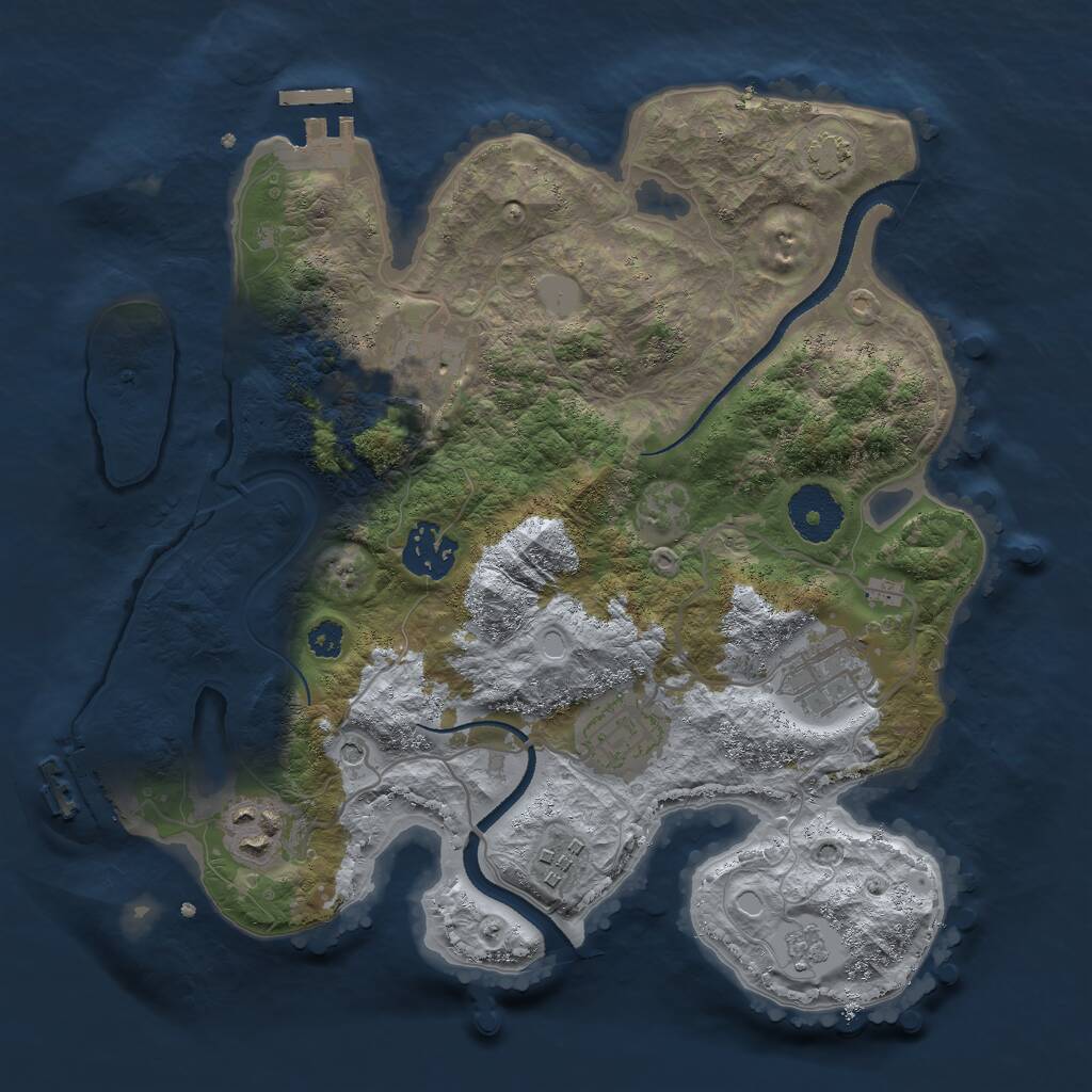Rust Map: Procedural Map, Size: 3000, Seed: 5127899, 12 Monuments