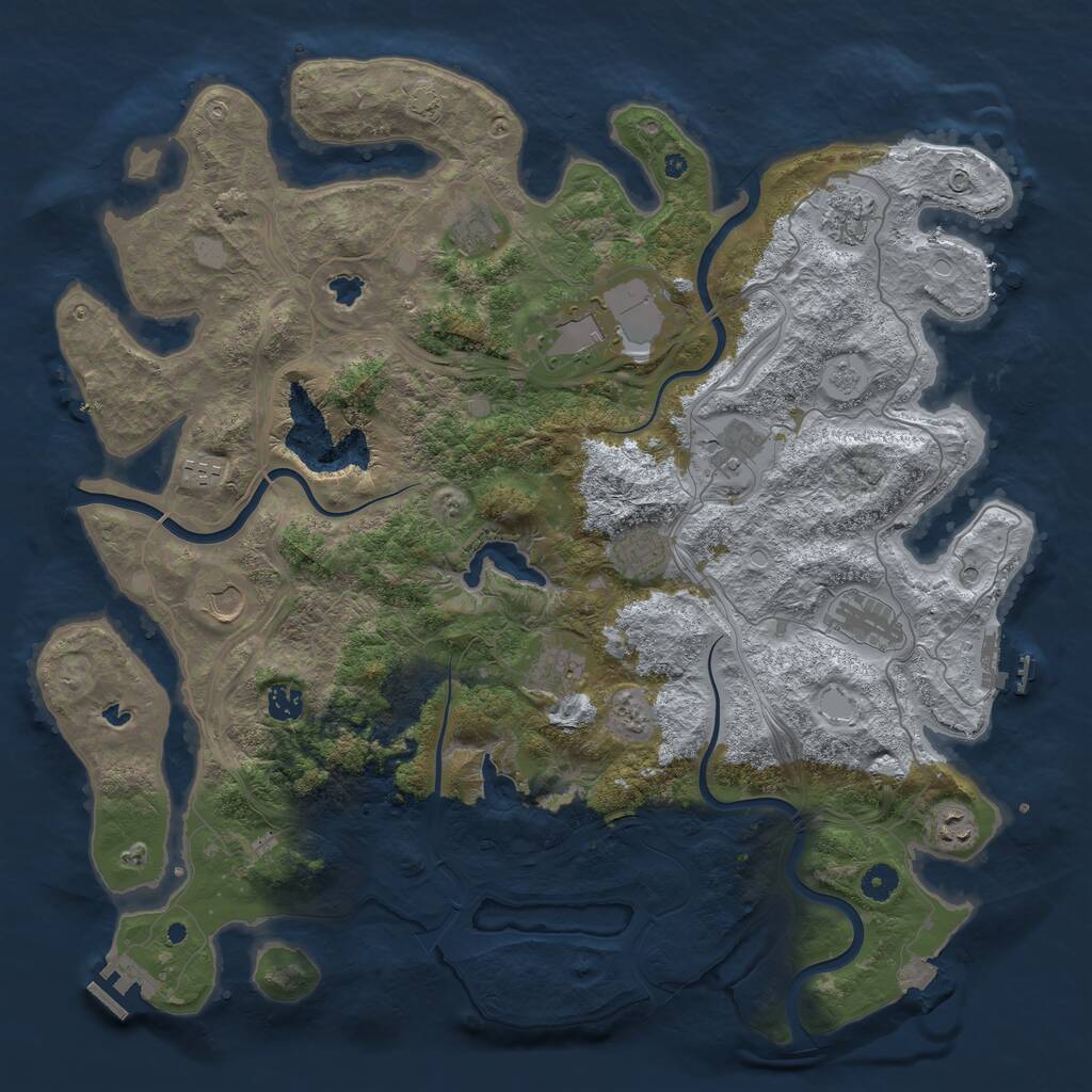 Rust Map: Procedural Map, Size: 4500, Seed: 1709582377, 17 Monuments
