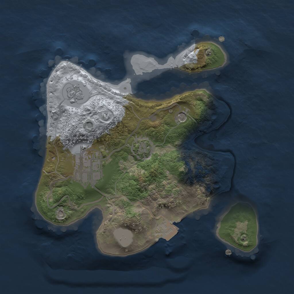 Rust Map: Procedural Map, Size: 2000, Seed: 1394725737, 5 Monuments