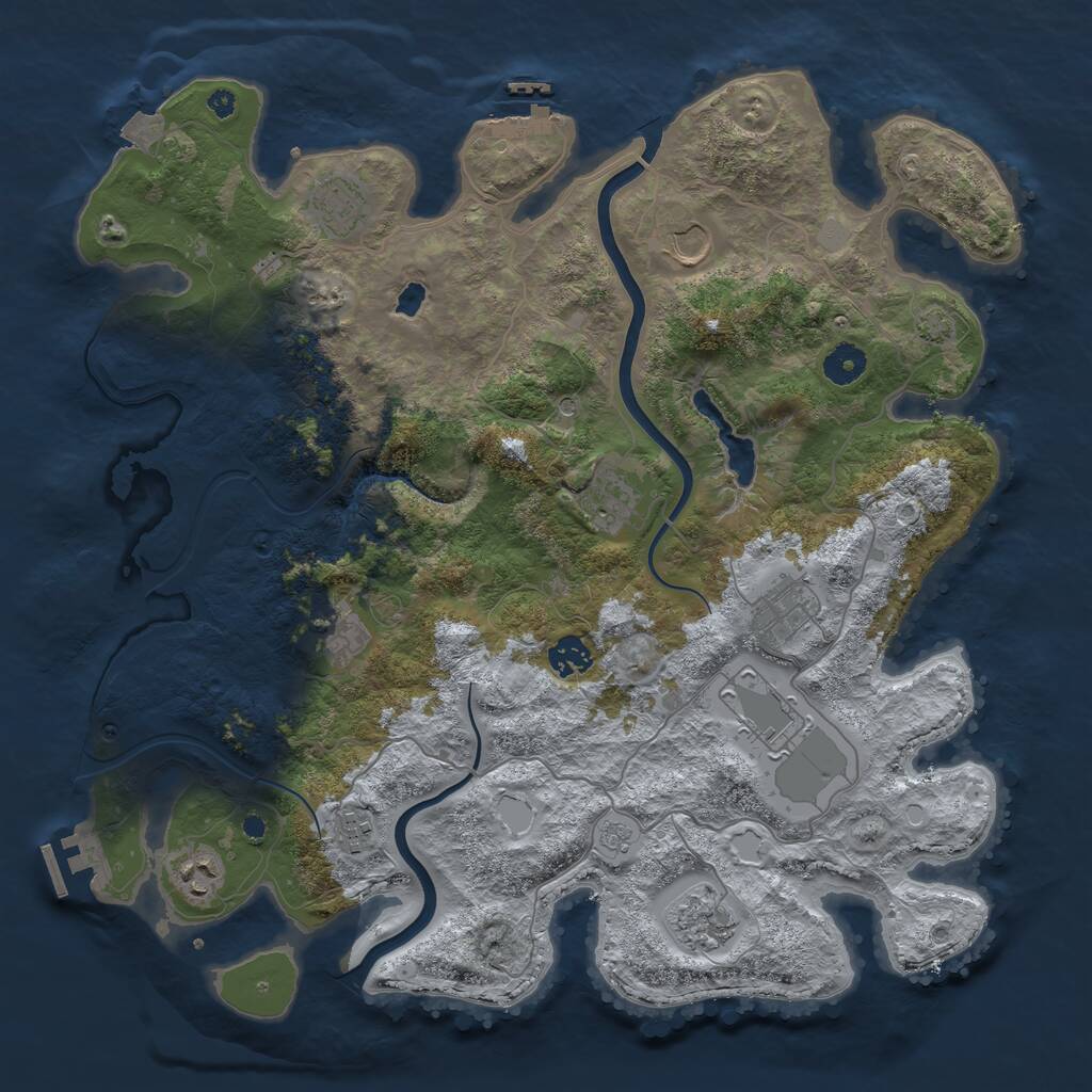 Rust Map: Procedural Map, Size: 4000, Seed: 500250294, 16 Monuments