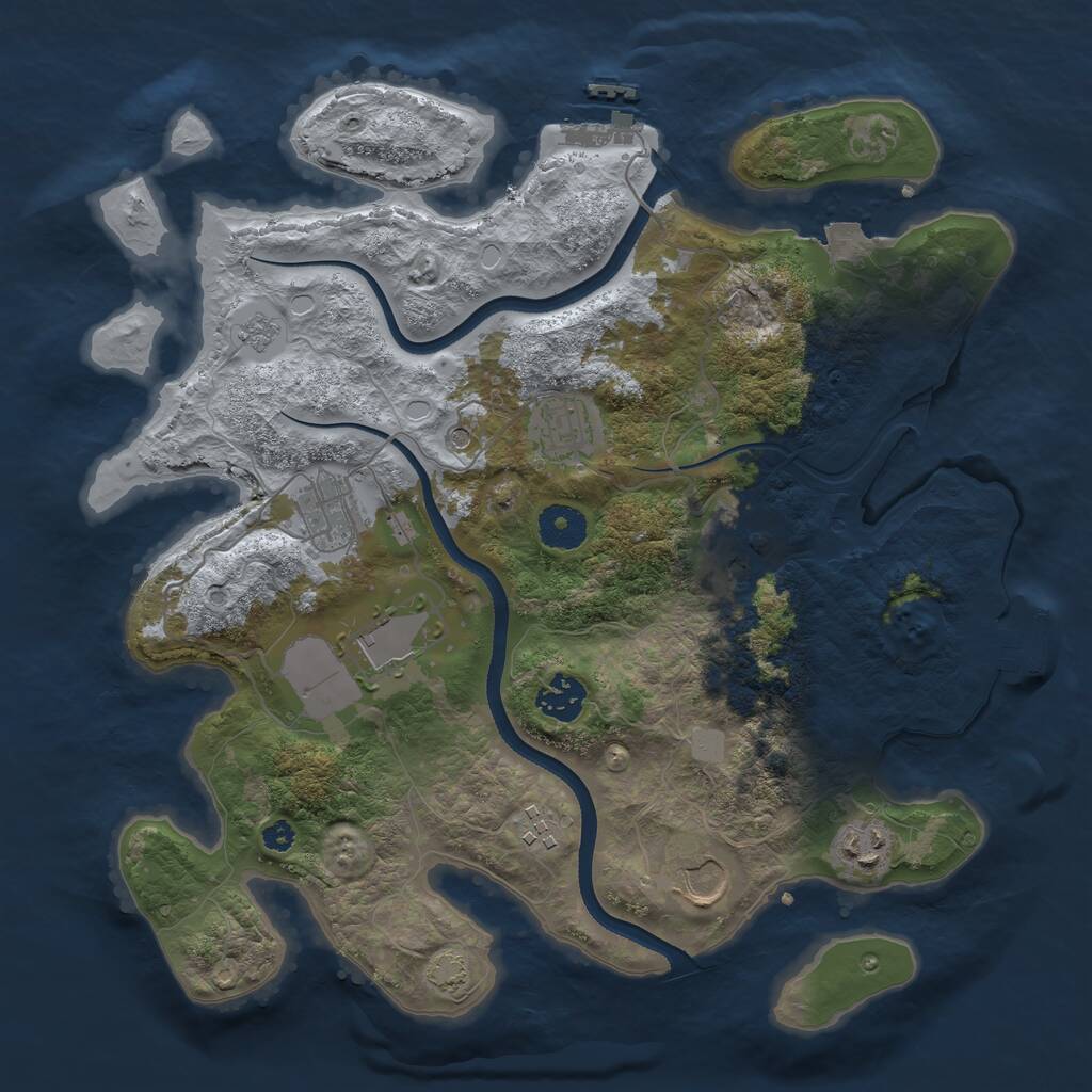 Rust Map: Procedural Map, Size: 3500, Seed: 163846785, 14 Monuments