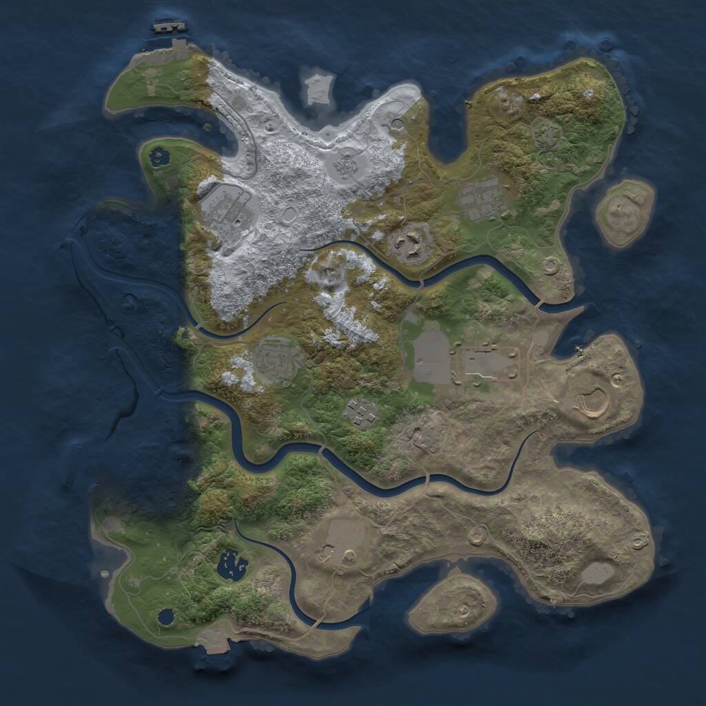 Rust Map: Procedural Map, Size: 3500, Seed: 1991940778, 15 Monuments