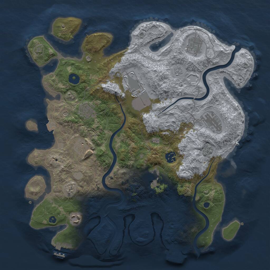 Rust Map: Procedural Map, Size: 3700, Seed: 715261697, 15 Monuments