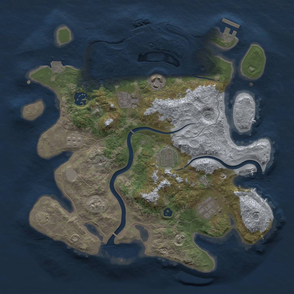 Rust Map: Procedural Map, Size: 3200, Seed: 554894949, 11 Monuments