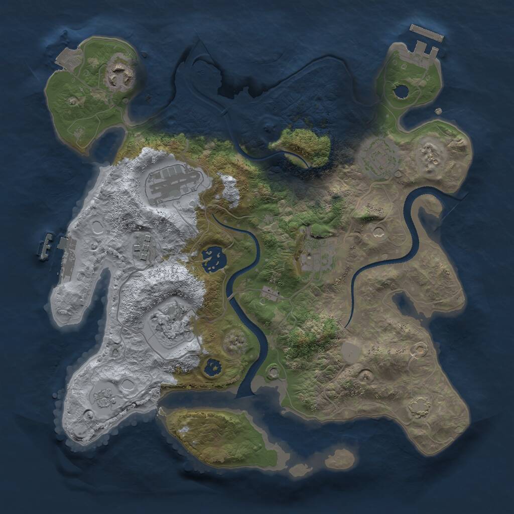 Rust Map: Procedural Map, Size: 3000, Seed: 928542397, 13 Monuments