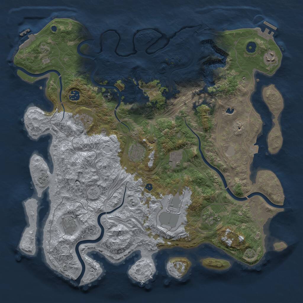 Rust Map: Procedural Map, Size: 4250, Seed: 1053149947, 15 Monuments