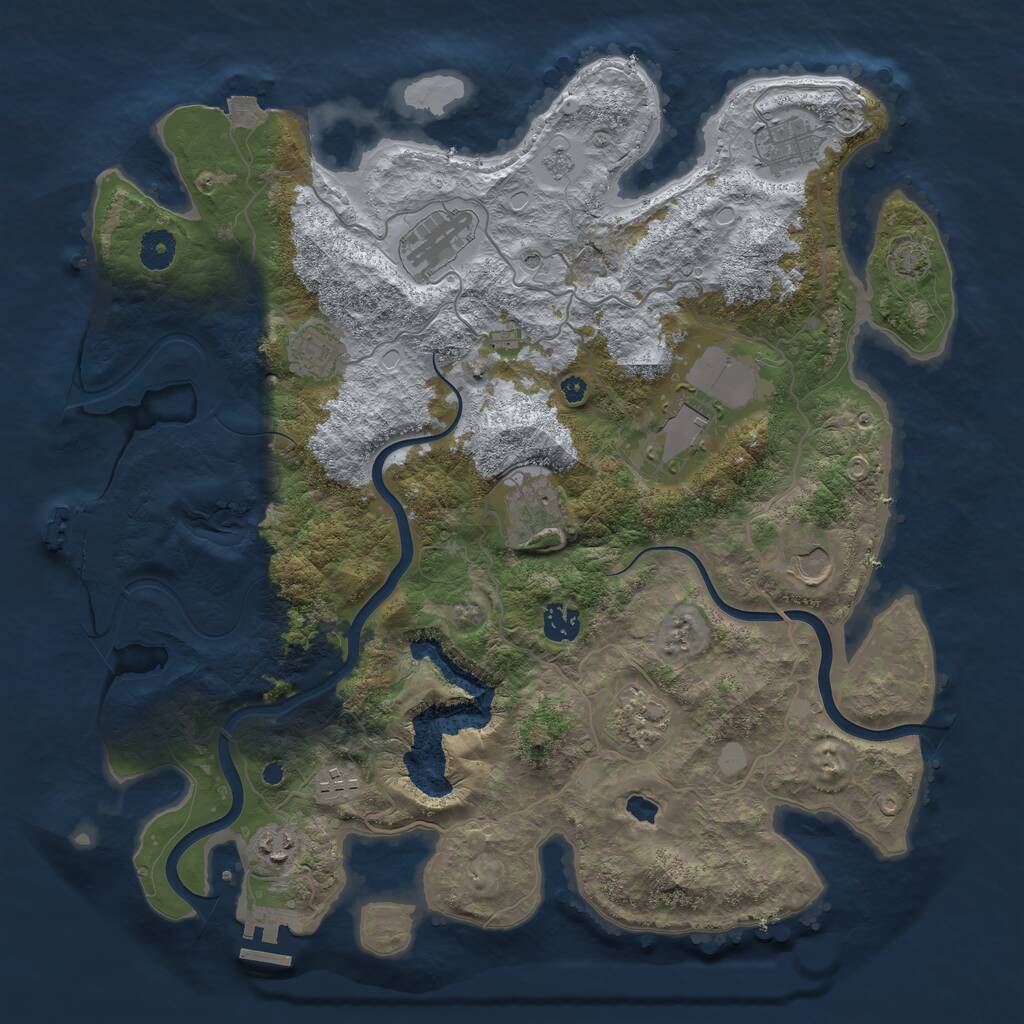 Rust Map: Procedural Map, Size: 4000, Seed: 2007568077, 16 Monuments