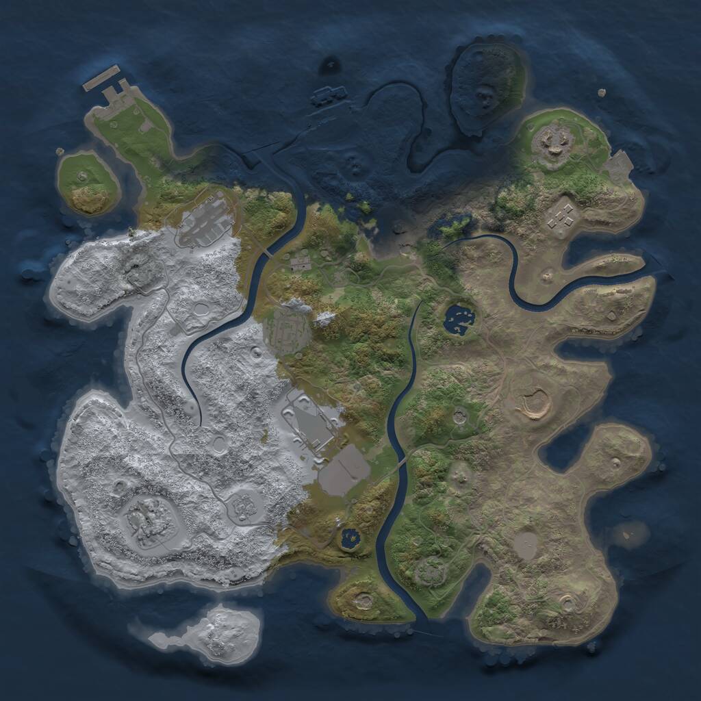 Rust Map: Procedural Map, Size: 3500, Seed: 1513353016, 15 Monuments