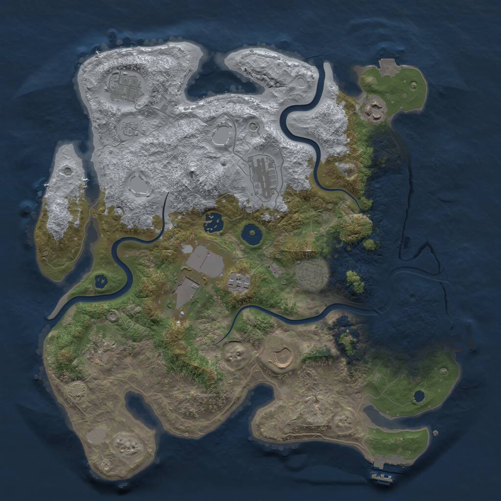 Rust Map: Procedural Map, Size: 3650, Seed: 1425774645, 15 Monuments