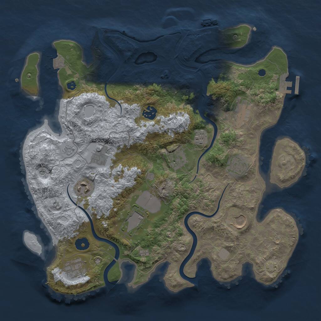 Rust Map: Procedural Map, Size: 3550, Seed: 564295198, 16 Monuments