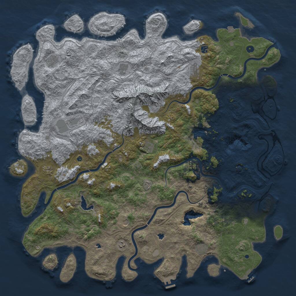 Rust Map: Procedural Map, Size: 6000, Seed: 1165651871, 17 Monuments