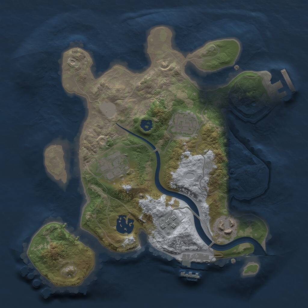 Rust Map: Procedural Map, Size: 2500, Seed: 5346364, 8 Monuments