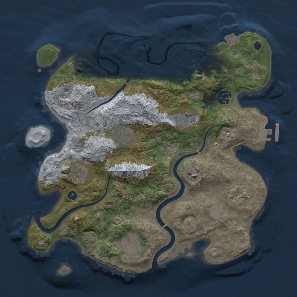 Rust Map: Procedural Map, Size: 3250, Seed: 1421939441, 12 Monuments