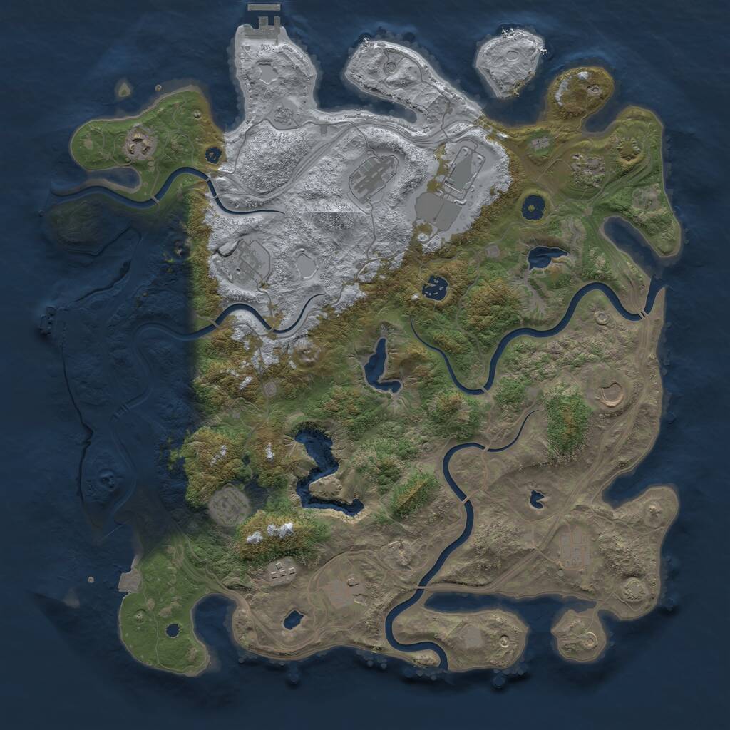 Rust Map: Procedural Map, Size: 4500, Seed: 966540370, 17 Monuments