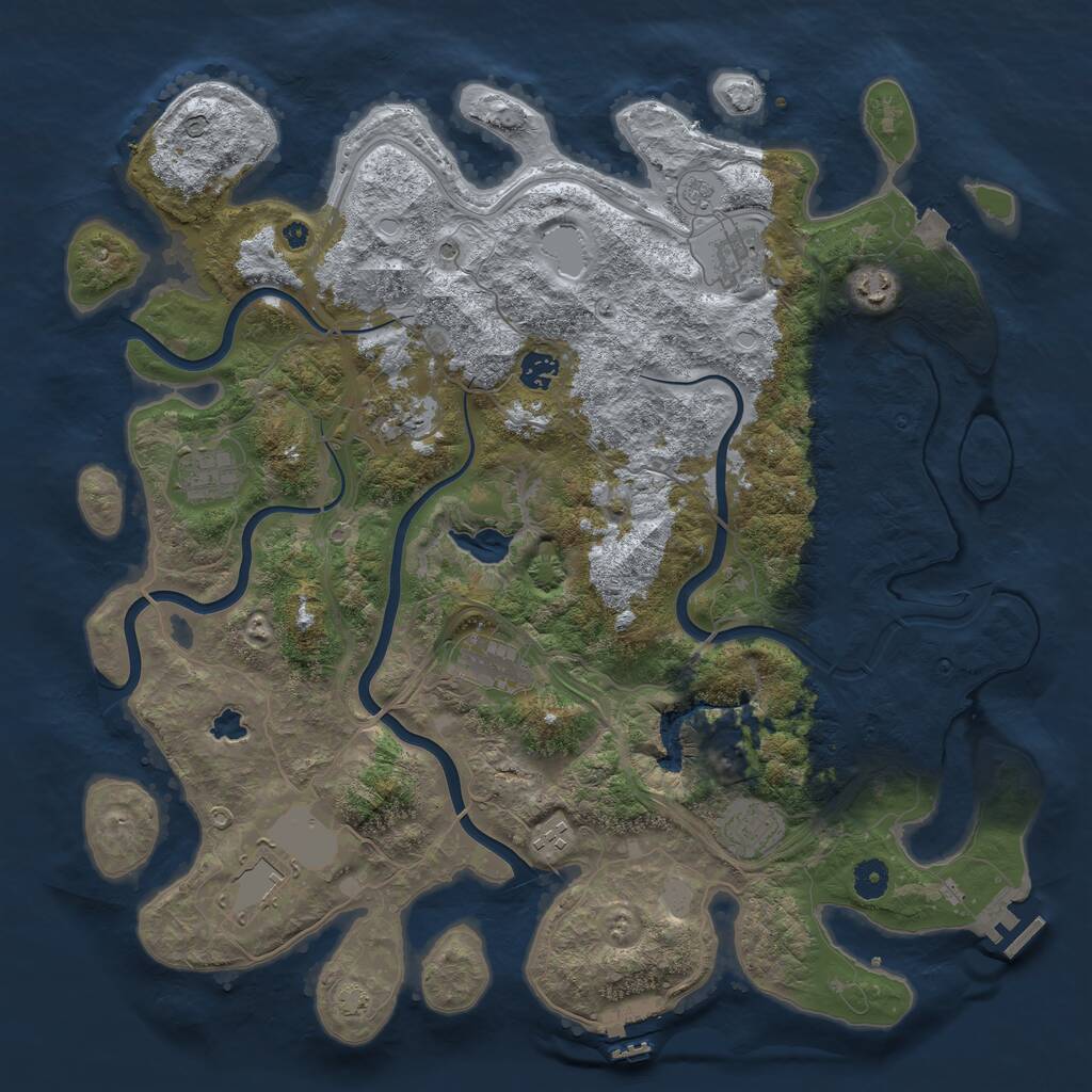 Rust Map: Procedural Map, Size: 4300, Seed: 2061616647, 15 Monuments