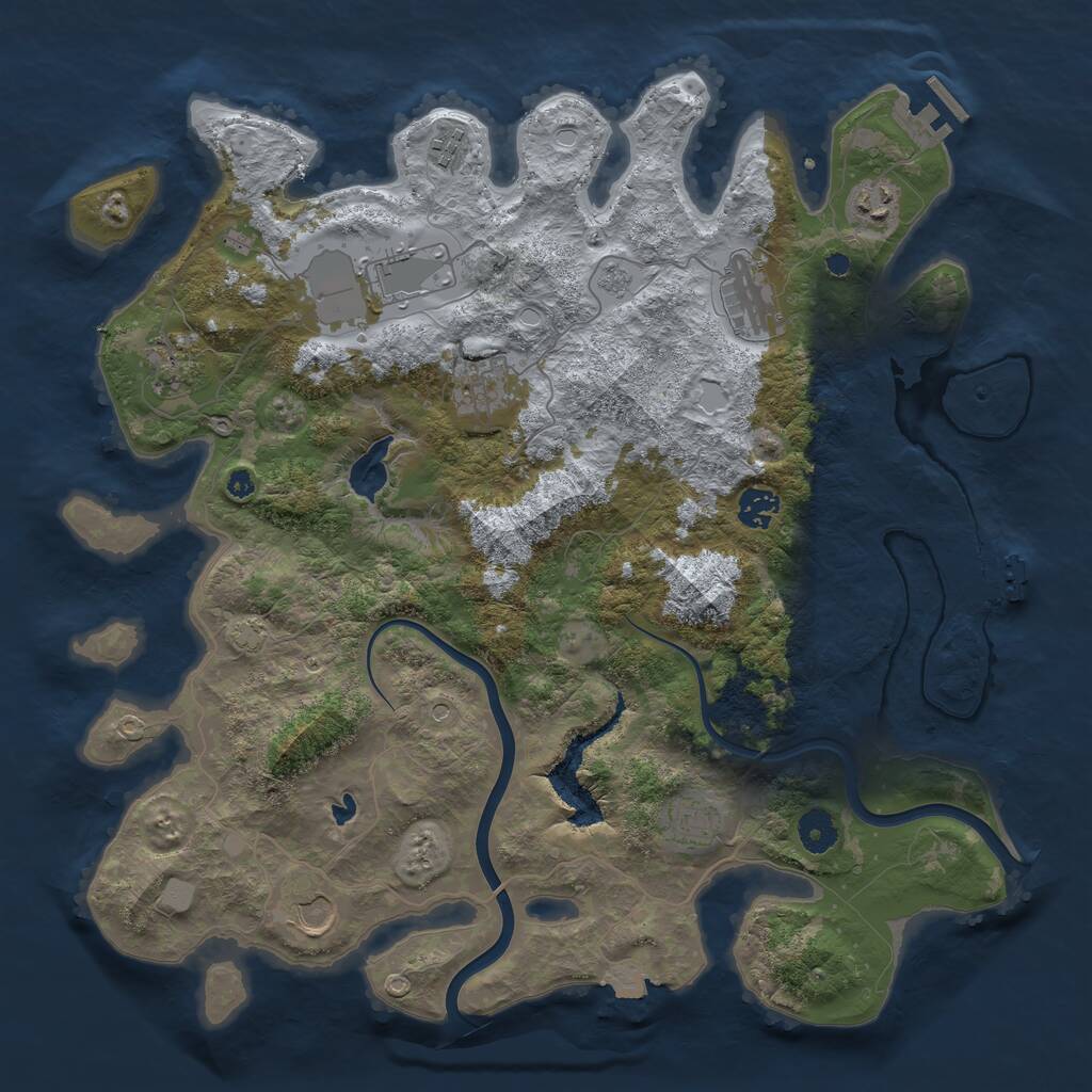 Rust Map: Procedural Map, Size: 4000, Seed: 34044377, 15 Monuments