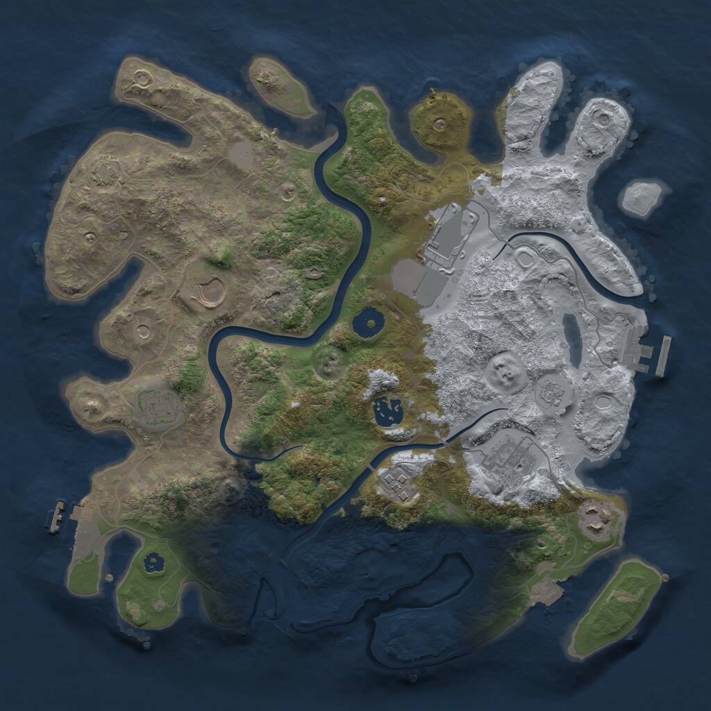 Rust Map: Procedural Map, Size: 3500, Seed: 1833381556, 13 Monuments