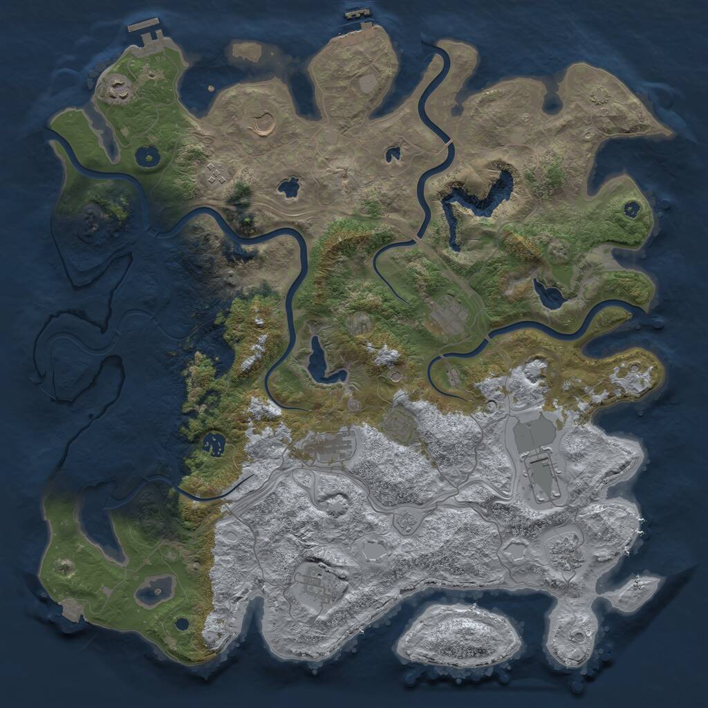 Rust Map: Procedural Map, Size: 4500, Seed: 355937260, 16 Monuments