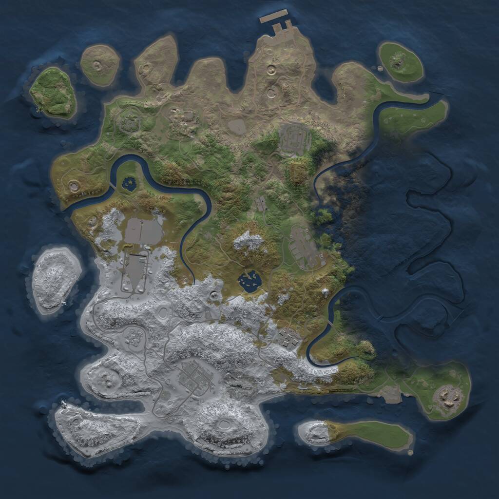 Rust Map: Procedural Map, Size: 3500, Seed: 1449041796, 13 Monuments