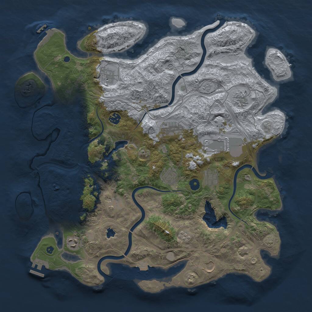Rust Map: Procedural Map, Size: 4250, Seed: 2036754335, 17 Monuments