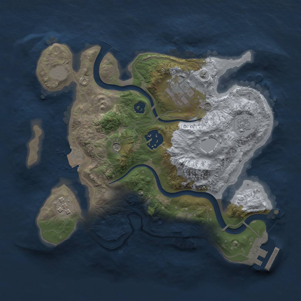 Rust Map: Procedural Map, Size: 2500, Seed: 525755467, 7 Monuments