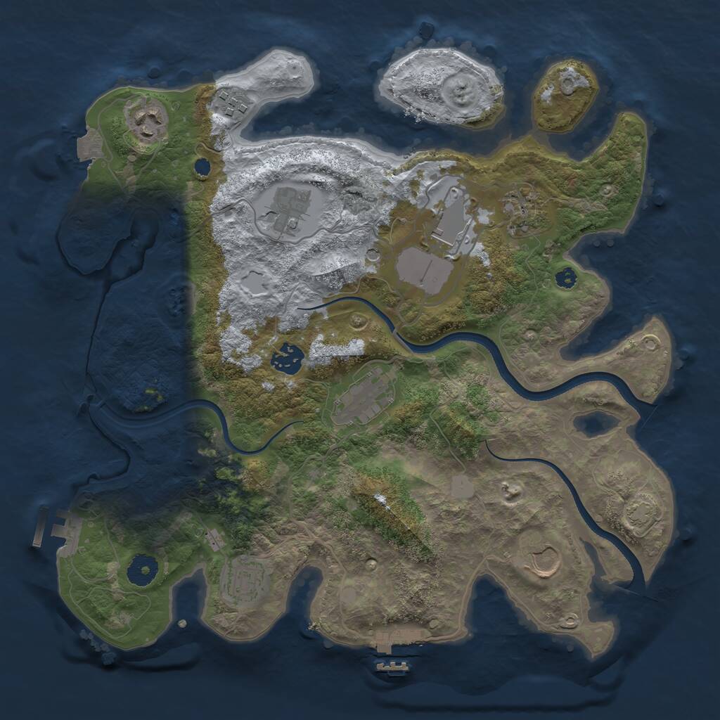 Rust Map: Procedural Map, Size: 3500, Seed: 649255347, 14 Monuments