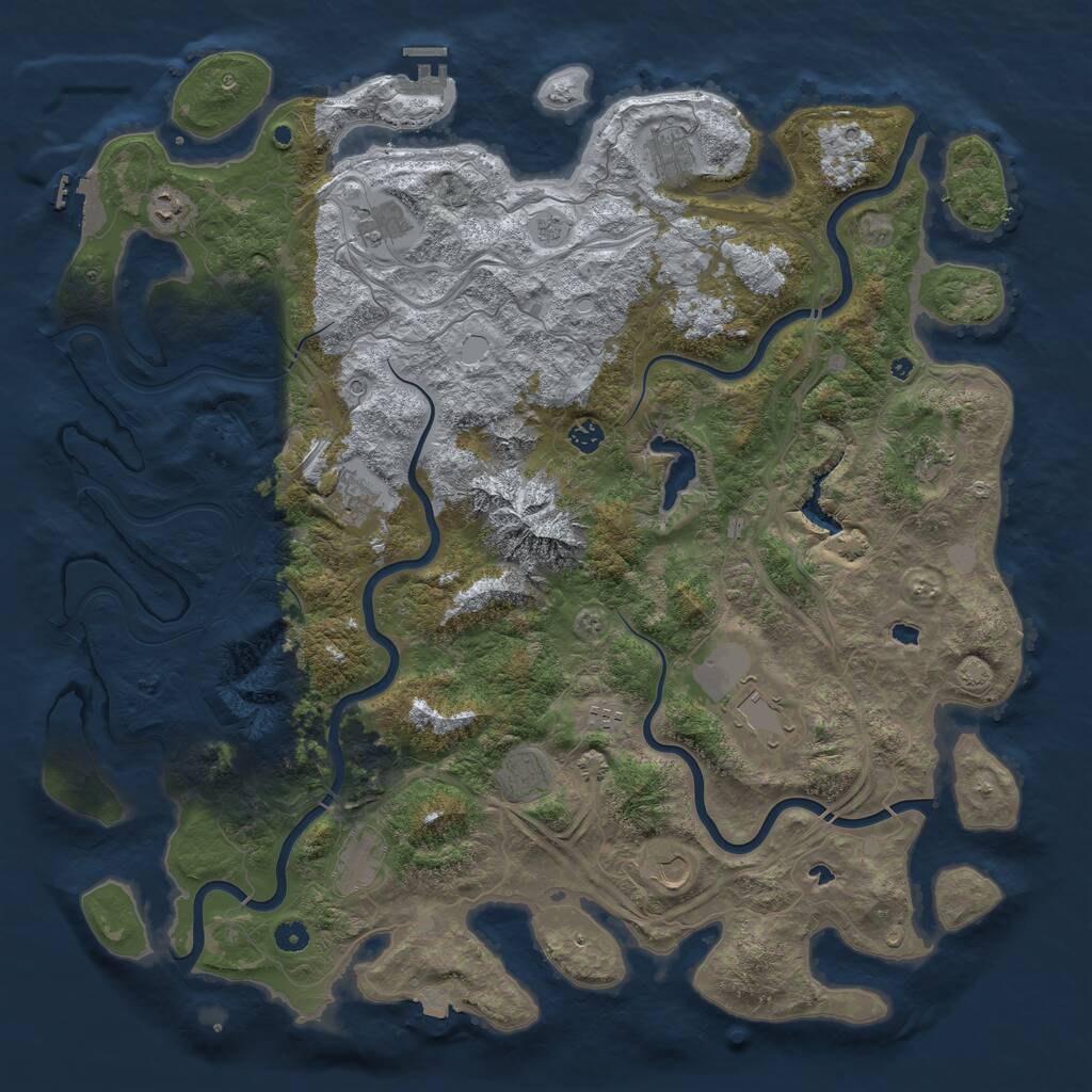 Rust Map: Procedural Map, Size: 5000, Seed: 2468024, 17 Monuments