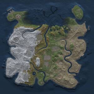 Thumbnail Rust Map: Procedural Map, Size: 3750, Seed: 1110706069, 15 Monuments