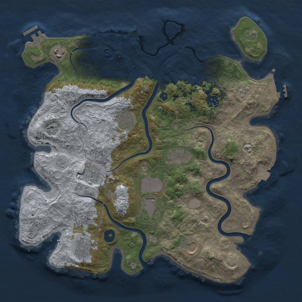 Rust Map: Procedural Map, Size: 3750, Seed: 1110706069, 15 Monuments
