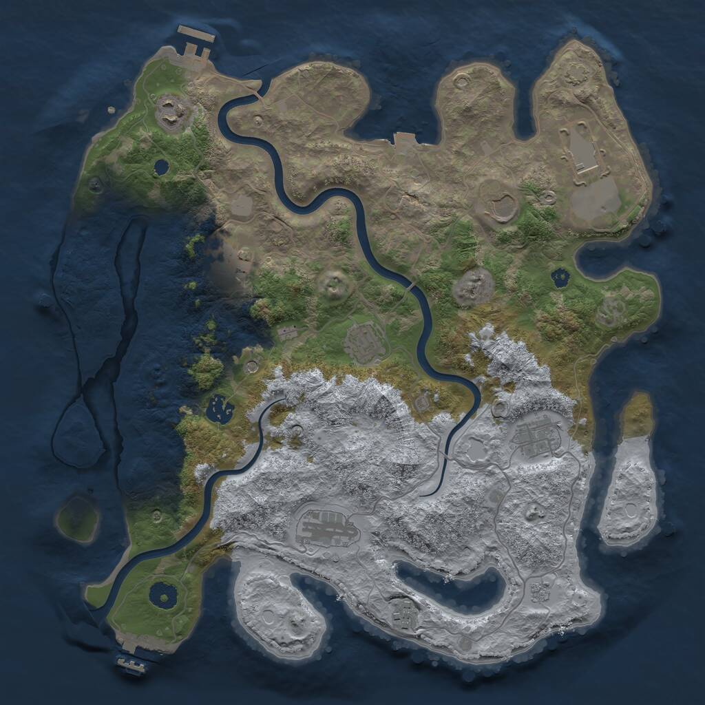 Rust Map: Procedural Map, Size: 3800, Seed: 421983891, 15 Monuments