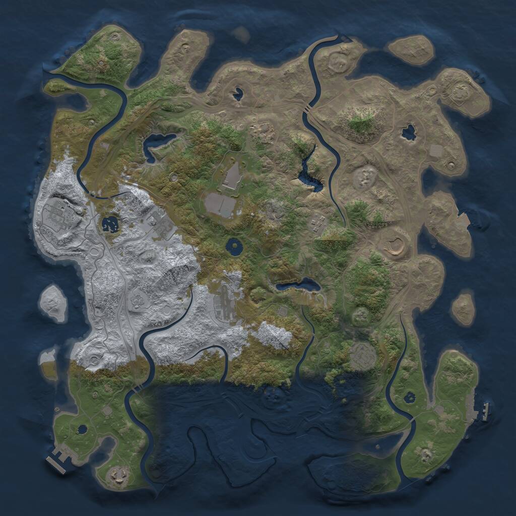 Rust Map: Procedural Map, Size: 4500, Seed: 2073801511, 16 Monuments