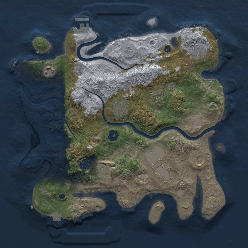 Rust Map: Procedural Map, Size: 3500, Seed: 1250053695, 15 Monuments