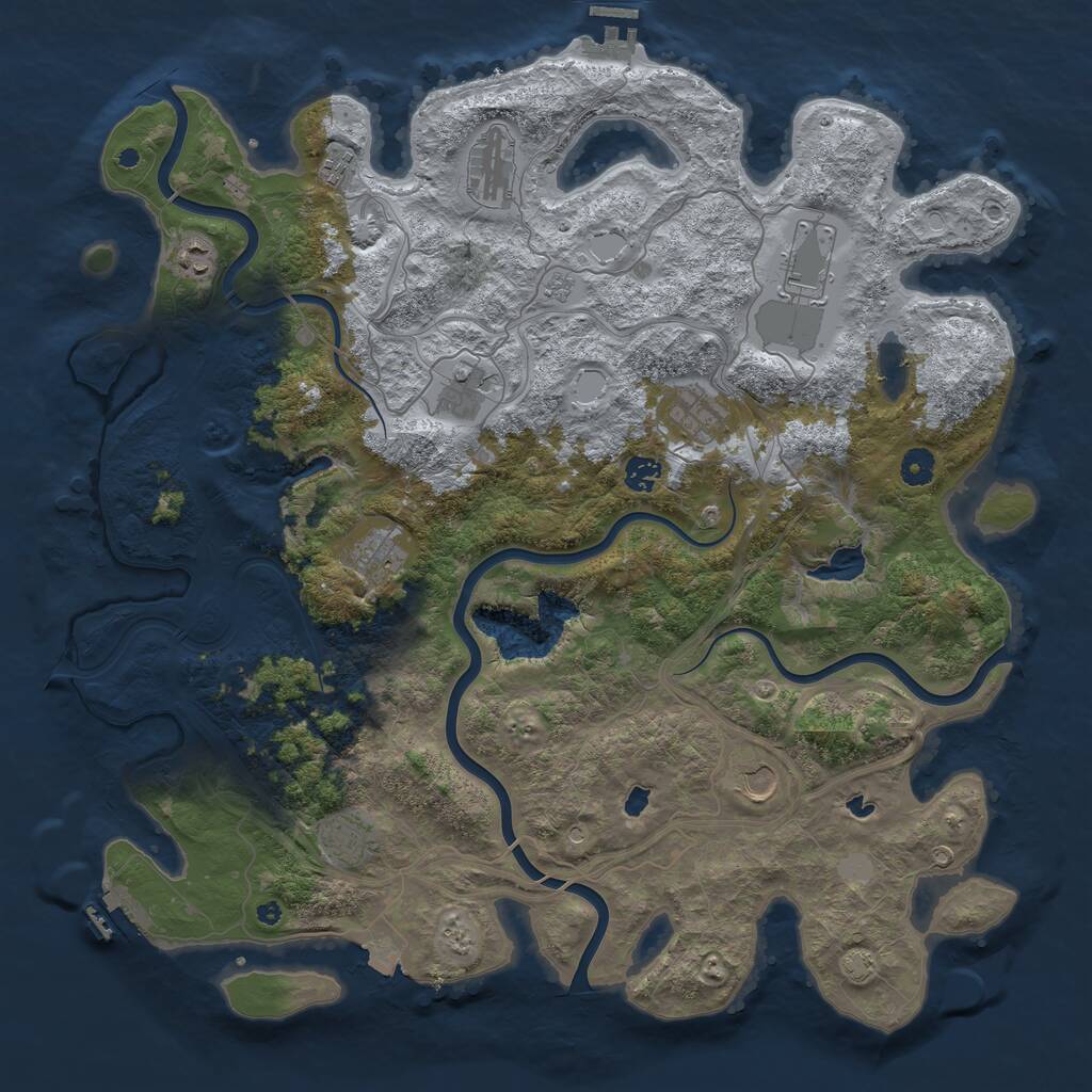 Rust Map: Procedural Map, Size: 4500, Seed: 299040827, 16 Monuments
