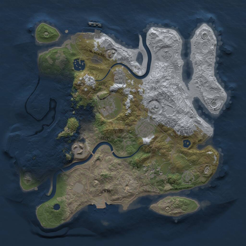 Rust Map: Procedural Map, Size: 3000, Seed: 867542, 11 Monuments
