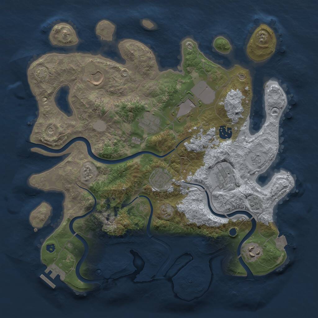 Rust Map: Procedural Map, Size: 3500, Seed: 1003260486, 13 Monuments