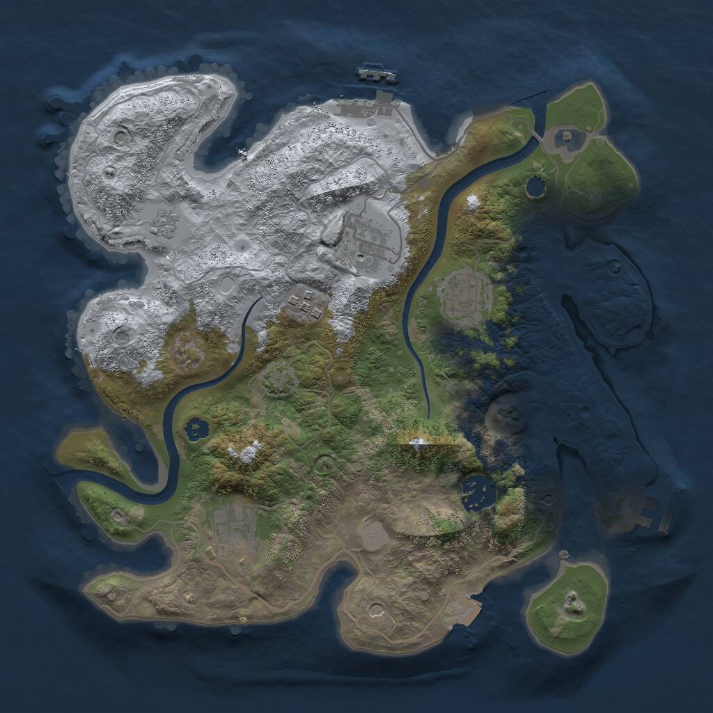 Rust Map: Procedural Map, Size: 3000, Seed: 1003642779, 11 Monuments