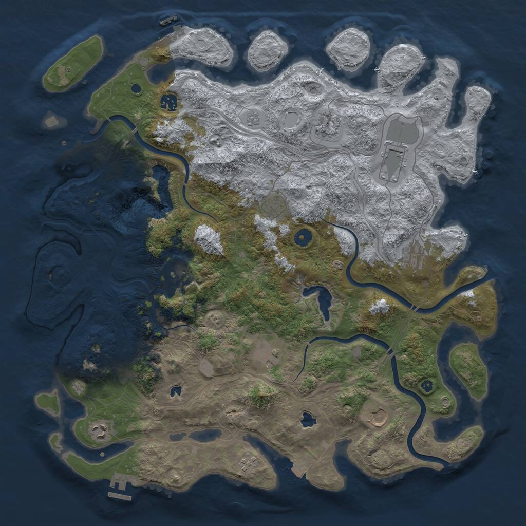 Rust Map: Procedural Map, Size: 4500, Seed: 1375156328, 16 Monuments
